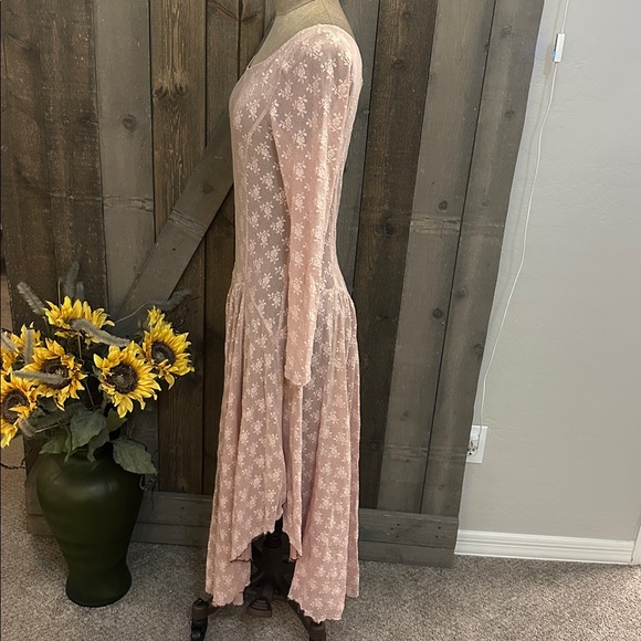 Free People Boho NWT Dial For Drama Dusty Rose Lace Midi Slip Dress | Size Med - Picture 6 of 12